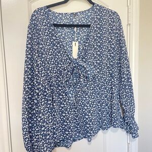 Floral Blue Blouse